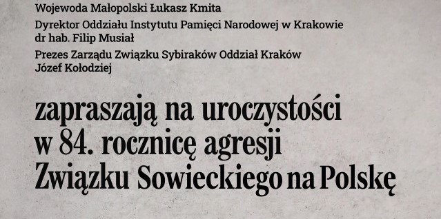 Krakowskie uroczystości w 84. rocznicę agresji Związku Sowieckiego na Polskę.