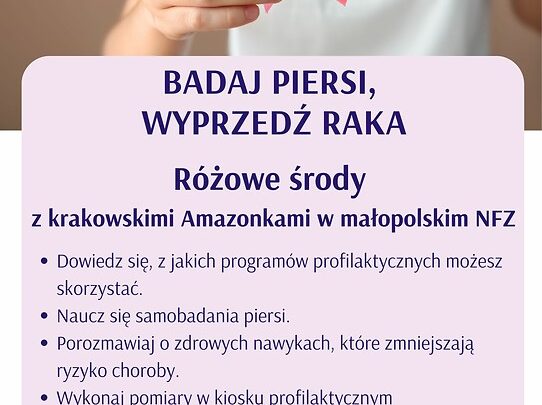 Różowe środy z Amazonkami w małopolskim NFZ.