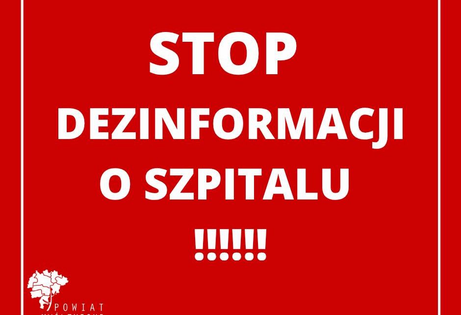 Stop dezinformacji o Szpitalu Powiatowym w Myślenicach – komunikat!