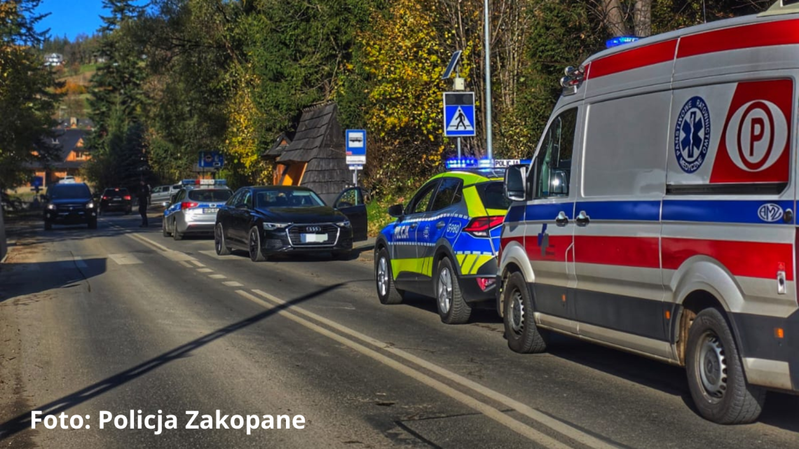 Potrącenie pieszego w Kościelisku – 21-latek trafił do szpitala.