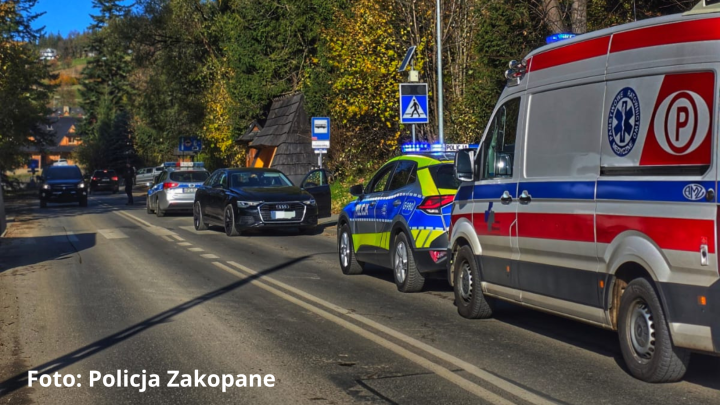 Potrącenie pieszego w Kościelisku – 21-latek trafił do szpitala.