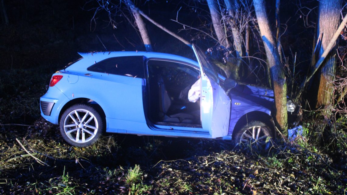 Głębowice. Wypadek drogowy. Samochód osobowy uderzył w drzewo.