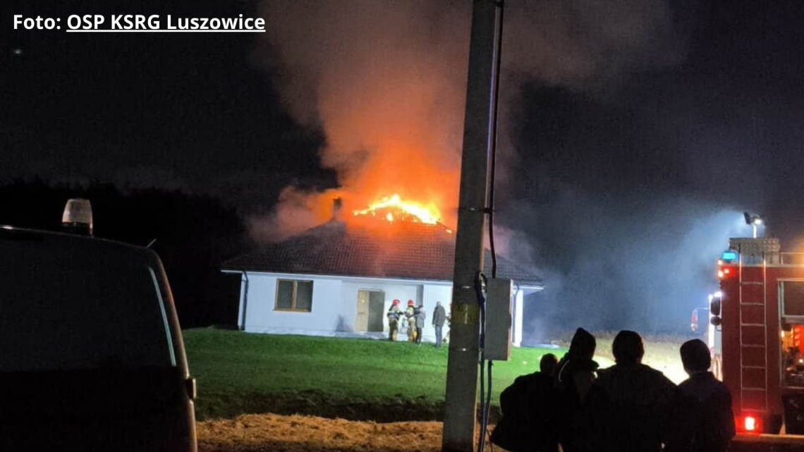 Pożar budynku mieszkalnego w Luszowicach.