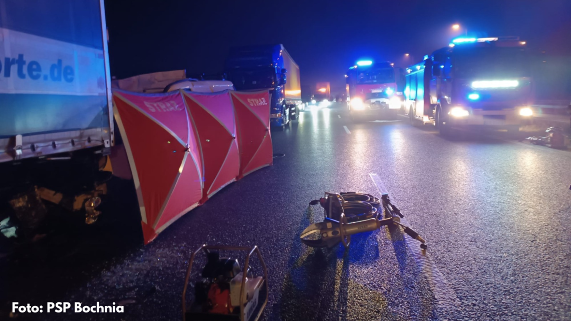 Tragiczna noc na autostradzie A4 w powiecie bocheńskim. Kilka interwencji służb ratunkowych!