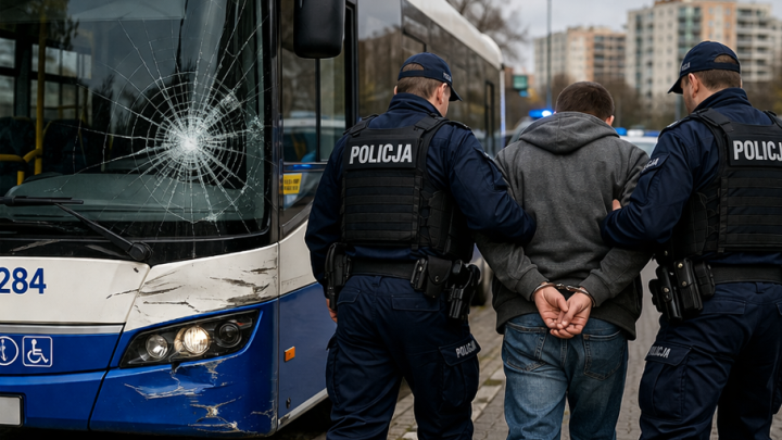 Agresywny pasażer zaatakował kierowcę i zniszczył autobus. Grozi mu do 5 lat więzienia!