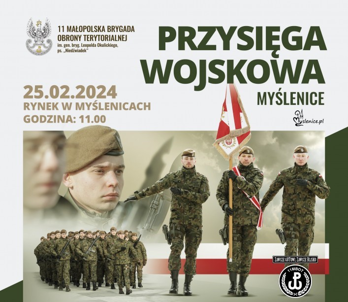 Przysięga wojskowa Małopolskiej Brygady Terytorialnej na myślenickim Rynku.