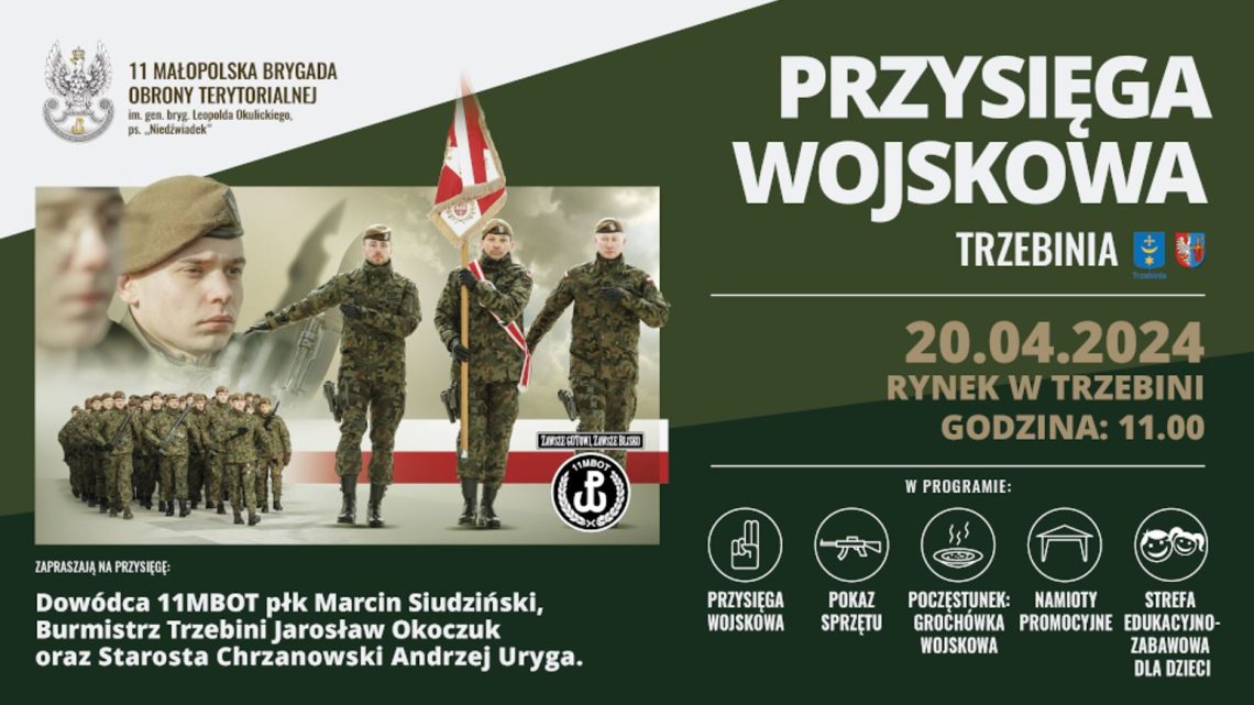 Przysięga żołnierska w Trzebini. Będą utrudnienia w ruchu.