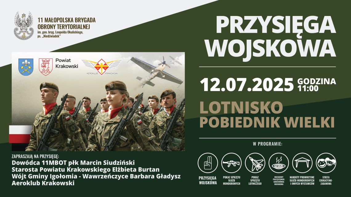 Przysięga Małopolskich Terytorialsów na terenie Aeroklubu Krakowskiego – ZAPOWIEDŹ.