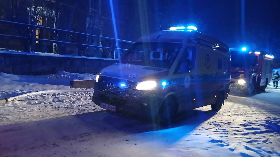 Pożar pustostanu przy ul. Krakowskiej w Andrychowie.