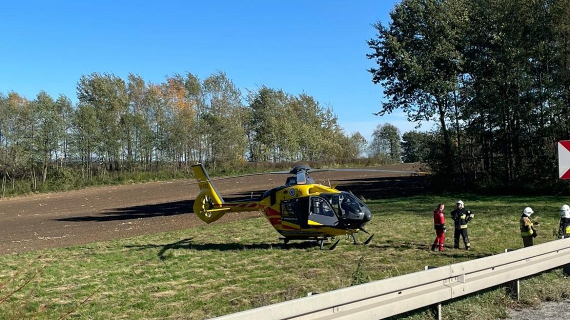 Poważny wypadek rowerzystki w Malcu. Na miejsce wezwano śmigłowiec LPR.